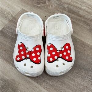 CROCS Kids White Sandals with Red Bow
